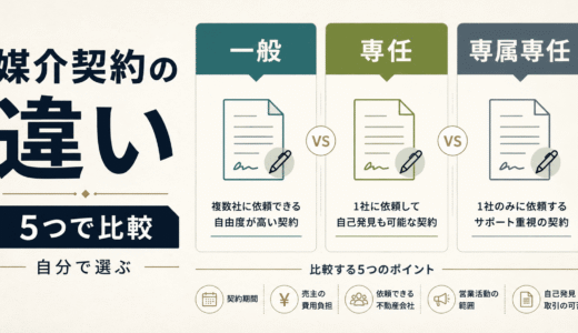 媒介契約の違いは5つ｜一般・専任・専属専任を比較し自分で選ぶ