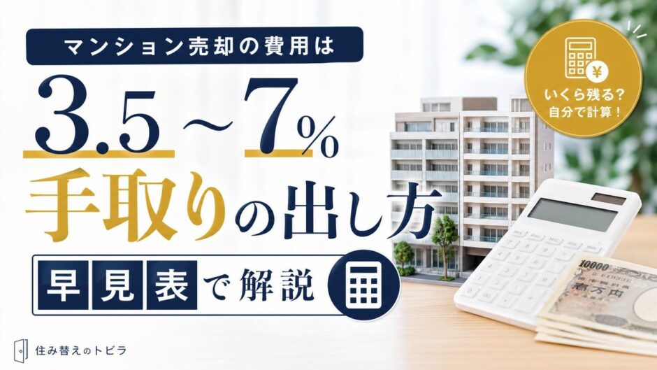 マンション売却の費用は売却額の3.5〜7%｜手取りの出し方を早見表で解説