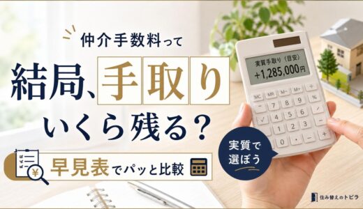 住み替えの仲介手数料はいくら？早見表と「実質手取り」で選ぶ