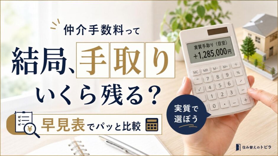 住み替えの仲介手数料はいくら？早見表と「実質手取り」で選ぶ