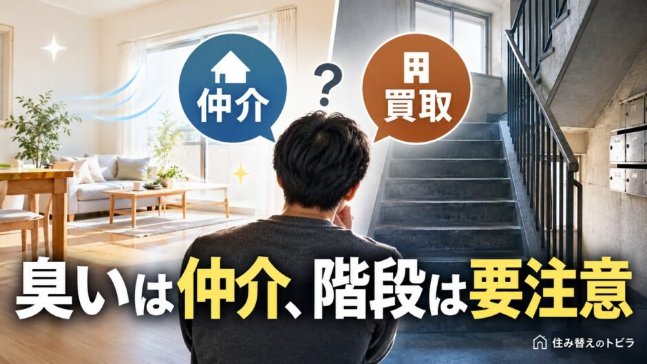 臭いやエレベーターなしの部屋は仲介と買取どちらが得？手残りを試算